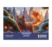Red Kitty with Glowing Eyes 1000 Pezzi Cartone Robusto Puzzle Hobbit-style Village Antistress Gioco Creativo Puzzle Decorazioni Per La Casa 52x38cm/1000pcs