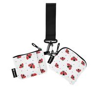 Red Lady Bug - Portafogli da donna con coccinelle e insetti caratteristici, grande capacità, con cerniera, portamonete con tasca con cerniera, per uomini e donne, confezione da 2, Multicolore,