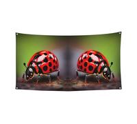 Red Ladybug Pattern Printing 1'Pack Banner Sign For Halloween, Indoor Outdoor Hanging Decor, Uv-Resistant With Metal Holes