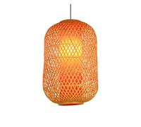 Red Lantern Pendant Wicker Lamp Shade Retro E27 Chandelier Hanging Light Chinese Style Lighting Fixture for Living Room Bedroom Restaurant Cafe Bar Dining Room(Red,30CM)