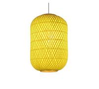 Red Lantern Pendant Wicker Lamp Shade Retro E27 Chandelier Hanging Light Chinese Style Lighting Fixture for Living Room Bedroom Restaurant Cafe Bar Dining Room(Yellow,40CM)