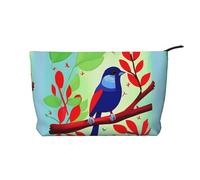 Red Leaf Bird Chiusura Cerniera Borsa Trucco Velluto a Coste Multifunzionale Organizer 22x7x17cm per Viaggi Campeggio Vacanze Fitness, Nero , Taglia unica