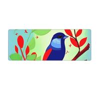 Red Leaf Bird - Tappetino per mouse grande con bordi cuciti, tastiera e tappetino per mouse per giocatori, ufficio e casa (80 x 30 cm).
