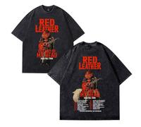 Red Leather Merch Get Out of My Head Tour, maglietta unisex in cotone lavato minerale, girocollo a maniche corte, Nero , L