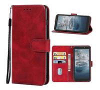(Red) Leather Phone Case For Nokia C2 2nd Edition