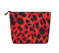 Red Leopard Pattern Travel Cosmetic Case Fake Canapa Grande Capacità Zip Bag Impermeabile Organizer quotidiano