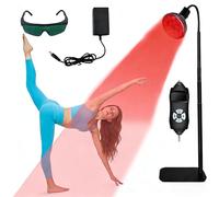 Red Light Therapy Lamp 660 nm Red & 850 nm Infrared, 54 W 18 LED Light Therapy Device with Adjustable Stand, Timer & Brightness, Included Goggles for Face Body Muscle Use Home Office