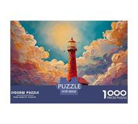Red Lighthouse Stands Tall on The Coast 1000 Pezzi Carta Ecologica Puzzle Red Lighthouse Immagini Vibranti Giocattoli Educativi Puzzle Decorazioni Per La Casa 38x26cm/1000pcs