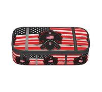 Red Line - Astuccio multiuso con stampa della bandiera degli Stati Uniti, grande capacità, astuccio per trucchi con cerniera, Nero , Taglia unica, Beauty case