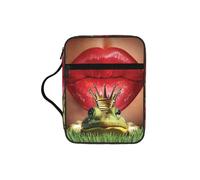 Red Lips - Custodia per libro con stampa Bibbia "Get Ready to Kiss A Frog", per donne e ragazze, con manico, adatta per Bibbia di dimensioni standard