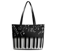 Red Lips Kiss - Borsa a tracolla da donna, in pelle, con manico superiore, casual, da lavoro, da viaggio, Tasti di pianoforte con note musicali, 29*34*14cm, Tasti di pianoforte con note musicali