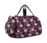 Red Lobsters Blue Starfish Duffle Bags per viaggio Tote Weekend Duffel Pernottamento Carry on Duffel Bag Boy Kids Bagagli Sport Bag, Fenicottero rosa cuori neri, classico