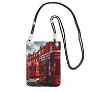 Red London Street Print Borsa a tracolla da donna, borsa a tracolla, borsa da viaggio, mini borsa per telefono, portafoglio per telefono, nero, Taglia unica