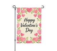 Red Love - Bandiera da giardino double-face, 71 x 101 cm, a forma di cuore, bandiere di benvenuto per esterni, bandiere rosa dolce, decorazione per esterni, decorazioni da giardino per tutte le