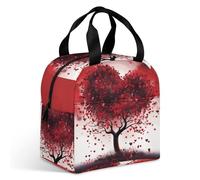 Red Love Heart Tree - Borsa termica per il pranzo, grande capacità, a prova di perdite, isolata, per donne e uomini, borsa termica portatile per ufficio, viaggi e picnic