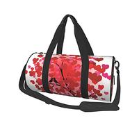 Red Love Heart Tree Print Duffel Bag Pernottamento Bag Grande Capacità Pieghevole Unisex Borsa Da Palestra Per Viaggi All'Aperto, Nero, Taglia Unica, Nero , Taglia unica