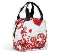 Red Love Little Dragon - Borsa per il pranzo per donne e uomini, portatile, isolata, con manico, a prova di perdite, riutilizzabile, per lavoro, picnic, viaggi