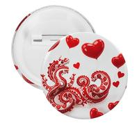Red Love Little Dragon Spilla rotonda in metallo, spilla leggera per zaino, spille alla moda per camicie, giacche, scialle, cappotti, unisex, 5PCS, Banda stagnata, perni rotondi in metallo