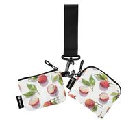 Red Lychee Portafoglio doppio da donna Custodie per biglietti da visita piccolo portachiavi staccabile portafoglio cambio borsa con portachiavi per le donne 2 confezioni para Meter tarjetas de credito