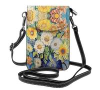 Red Maple Leaf Questa borsa a tracolla leggera e unisex con patta libera le mani ed è adatta per viaggi, vacanze e uso quotidiano., Olio su Tela Fiori, Taglia unica