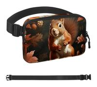 Red Maple Leaf Squirrel-1001 Marsupio per uomini e donne, marsupio con tracolla regolabile, alla moda, borsa a tracolla ovunque, per viaggi all'aperto, corsa, escursionismo, multicolore, Multicolore,