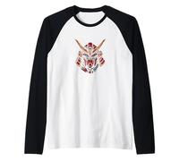 Red Mecha Samurai Casco Cyber Maglia con Maniche Raglan