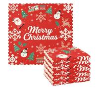 Red Merry Christmas asciugamano in microfibra mano 6 Pack assorbente cucina panno decorazioni accessori para mesas 11x11 pollici