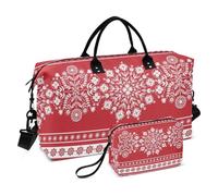Red Merry Christmas Party Travel Tote Bag Pernottamento Carry On Tote e Bagagli Sport Duffel Bags con Toiletry Bag per Viaggio Grande Capacità, rosso Buon Natale festa, 1 size