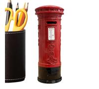 Red Metal Saving Money Box - Iron Alloy 6x17.5cm | Retro Money Box Desk Mailbox Bank | Multifunctional Savings Bank Decoration For Kids Family Friends Me Everyday Use.