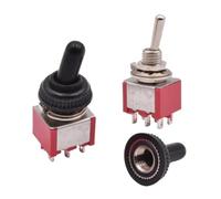 Red Mini Toggle Switch SPDT DPDT 2 3 Position ON-OFF-ON With Cap MTS102 103 202 203 302 303 402 403 5/10Pcs(6 Pins With Cap,5PCS)
