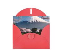 Red MJHKXLJ - Biglietto di auguri con stampa perlata del Monte Fuji all'inizio della primavera, busta inclusa, perfetto per Natale, compleanni, San Valentino, matrimoni e molto altro ancora
