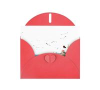 Red MJHKXLJ - Biglietto di auguri con stampa perlata di bambina che guarda gabbiani sulla scogliera, busta inclusa, perfetto per Natale, compleanni, San Valentino, matrimoni e molto altro ancora