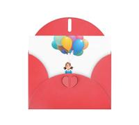 Red MJHKXLJ - Biglietto di auguri perlato con bambina e palloncini su panchina, busta inclusa, perfetto per Natale, compleanni, San Valentino, matrimoni e molto altro ancora