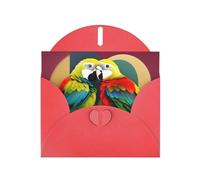 Red MJHKXLJ - Biglietto di auguri perlato con due pappagalli colorati, busta inclusa, perfetto per Natale, compleanni, San Valentino, matrimoni e molto altro ancora