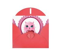 Red MJHKXLJ - Biglietto di auguri perlato con stampa di piccolo mostro nella ghirlanda, busta inclusa, perfetto per Natale, compleanni, San Valentino, matrimoni e molto altro ancora