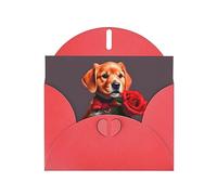 Red MJHKXLJ - Biglietto di auguri perlato con stampa di un cane simile a un gentiluomo, busta inclusa, perfetto per Natale, compleanni, San Valentino, matrimoni e molto altro ancora
