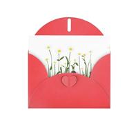 Red MJHKXLJ - Biglietto di auguri perlato con topolino che guarda le margherite, busta inclusa, perfetto per Natale, compleanni, San Valentino, matrimoni e molto altro ancora