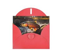 Red MJHKXLJ Brook - Biglietto di auguri perlato con stampa di pesca alla trota, busta inclusa, perfetto per Natale, compleanni, San Valentino, matrimoni e molto altro ancora