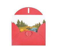 Red MJHKXLJ Fallen leaves on the creek - Biglietto di auguri perlato con stampa di foglie cadenti - busta inclusa, perfetto per Natale, compleanni, San Valentino, matrimoni e molto altro ancora