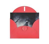 Red MJHKXLJ Ghost by the dead tree Prints, biglietto di auguri perlato - busta inclusa, perfetto per Natale, compleanni, San Valentino, matrimoni e molto altro ancora