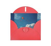Red MJHKXLJ Kite in the sky Prints, biglietto di auguri perlato, busta inclusa, perfetto per Natale, compleanni, San Valentino, matrimoni e molto altro ancora