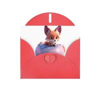 Red MJHKXLJ Little Fox on the pink planet Prints, biglietto di auguri perlato, busta inclusa, perfetto per Natale, compleanni, San Valentino, matrimoni e molto altro ancora