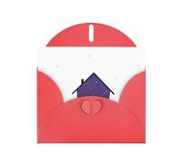 Red MJHKXLJ Little Purple House under the Starry Sky Prints, biglietto di auguri perlato con busta inclusa, perfetto per Natale, compleanni, San Valentino, matrimoni e molto altro ancora