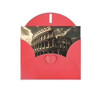 Red MJHKXLJ Remains of the Roman Colosseum Prints, biglietto di auguri perlato - busta inclusa, perfetto per Natale, compleanni, San Valentino, matrimoni e molto altro ancora