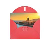 Red MJHKXLJ Sunset in Barcelona Prints, biglietto di auguri perlato con busta inclusa, perfetto per Natale, compleanni, San Valentino, matrimoni e molto altro ancora