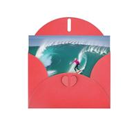 Red MJHKXLJ Surfer People Prints, biglietto di auguri perlato, busta inclusa, perfetto per Natale, compleanni, San Valentino, matrimoni e molto altro ancora