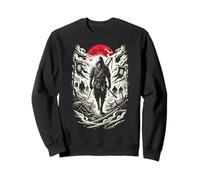 Red Moon Ninja Shinobi - Design neo-giapponese Anime Noir Felpa