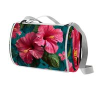 Red Morning Glory, coperta da picnic extra large con maniglia per il trasporto, pieghevole e portatile, 150 cm x 145 cm, coperta da campeggio per campeggio, parco, giardino, spiaggia, all'aperto