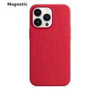 (Red, Multicolor) For iPhone 14 Pro Max Compatible with MagSafe Liquid Silicone Phone Back Cover (No Logo) - Light Yel