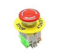 Red Mushroom Cap 1NO 1NC DPST Emergency Stop Push Button Switch AC 660V 10A Switch Equipment Lift Elevator Latching Self Lock